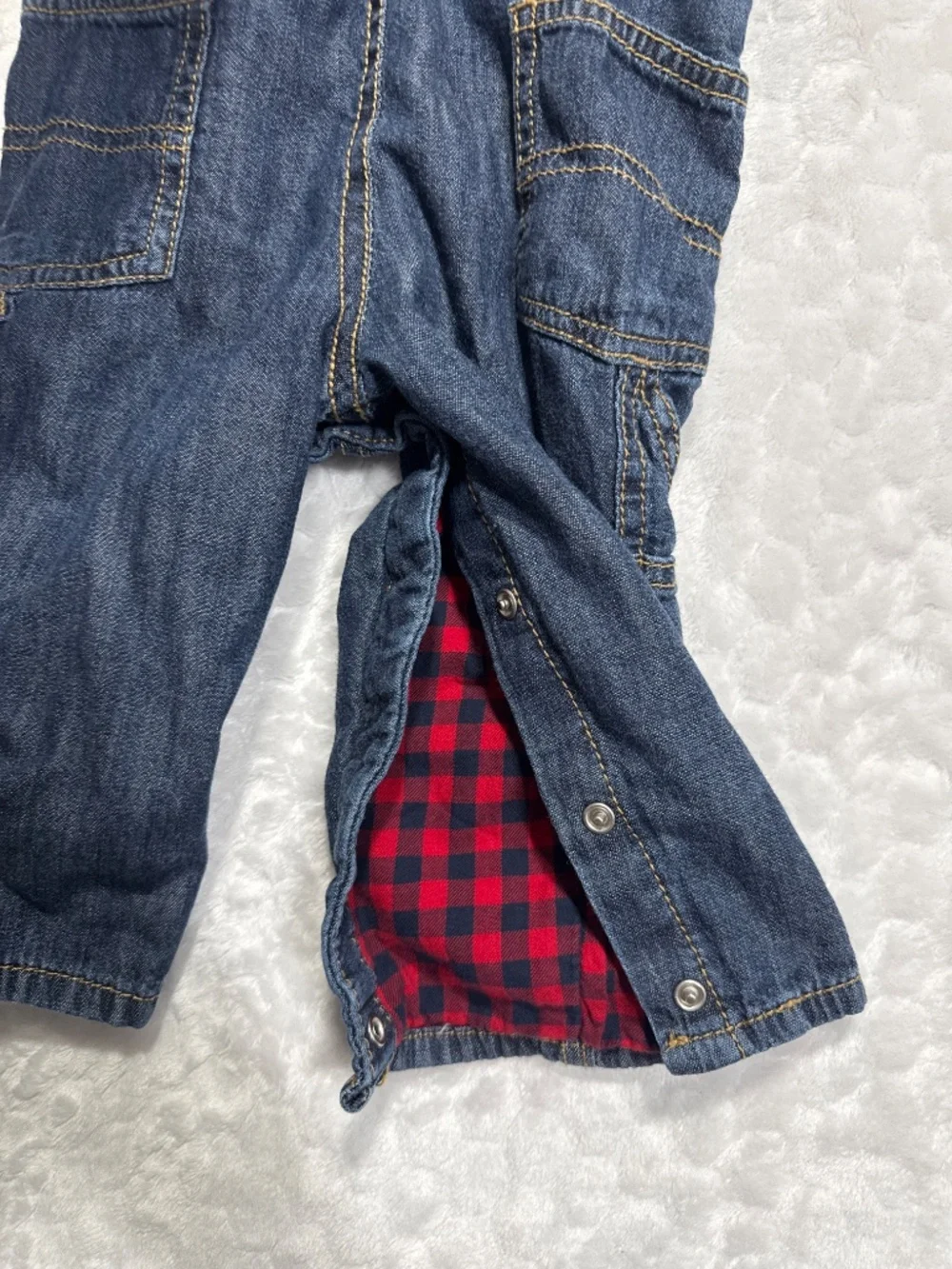 Osh Kosh B' Gosh Vestbak Overalls Plaid Lined Size 12 Months